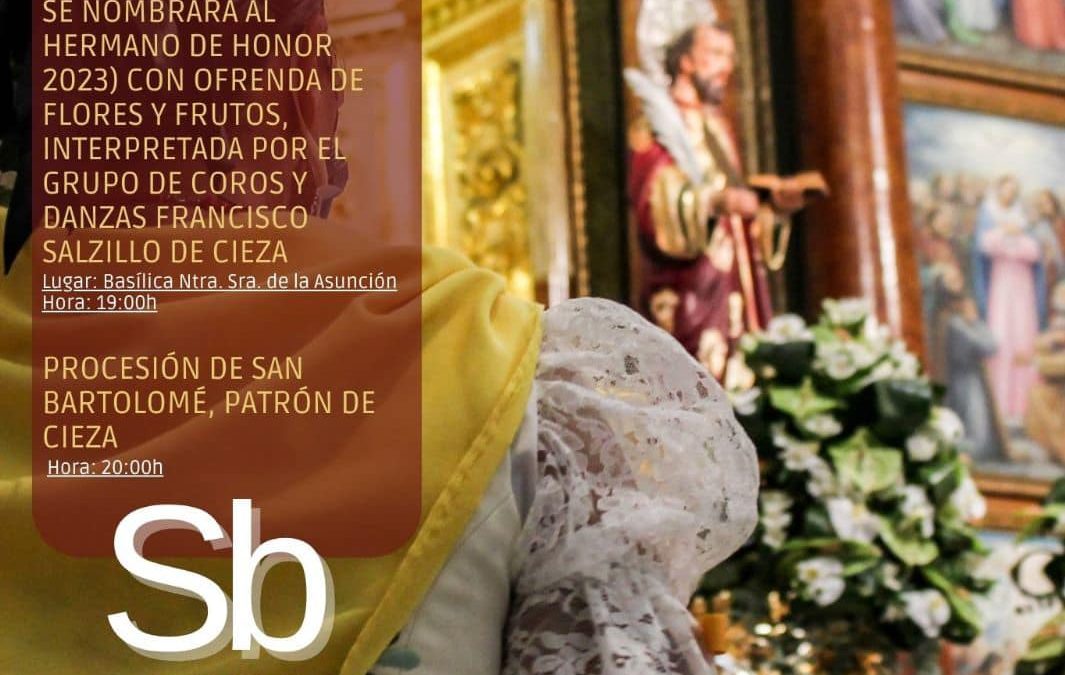 ACTOS DEL DIA 24 DE AGOSTO, DIA DE SAN BARTOLOMÉ APÓSTOL.